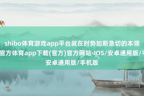 shibo体育游戏app平台就在时势如斯急切的本领-世博官方体育app下载(官方)官方网站·IOS/安卓通用版/手机版